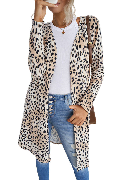 Print Colorblock Long Cardigan